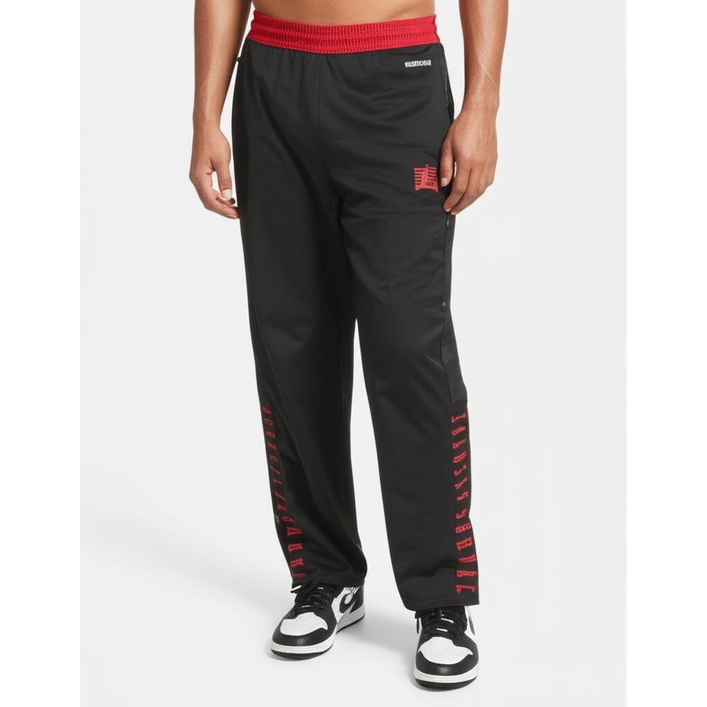 Nike Air Jordan Black Red Mens Dri-Fit Snap Tear Away Basketball‎ Pants XL